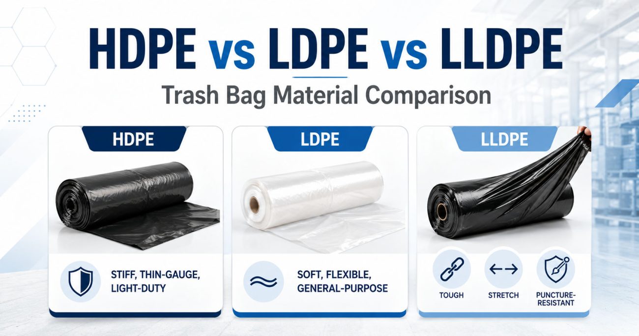 HDPE vs LDPE vs LLDPE comparison for trash bags