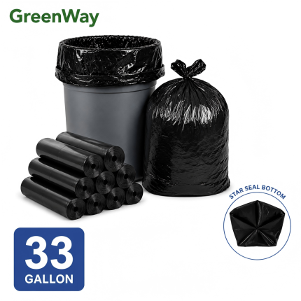 33 gallon black trash bags with star seal bottom