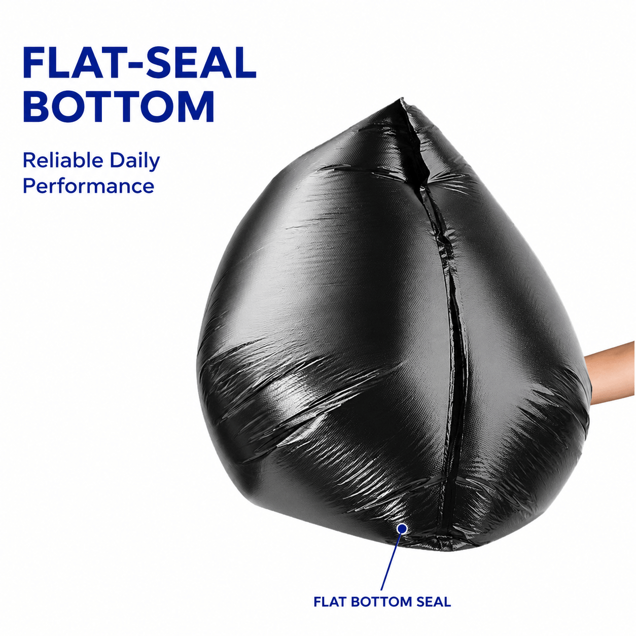 Heavy-duty flat seal contractor trash bags for industrial and construction waste sorting from a Texas-based factory.